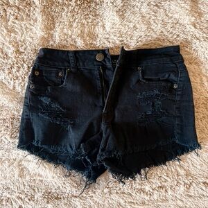 American Eagle Outfitters Black Ripped Jean Shorts